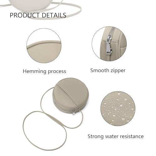 Image of Circle Crossbody Bag for Women NYLON Circle Purse with Zipper Adjustable Knot Shoulder Straps