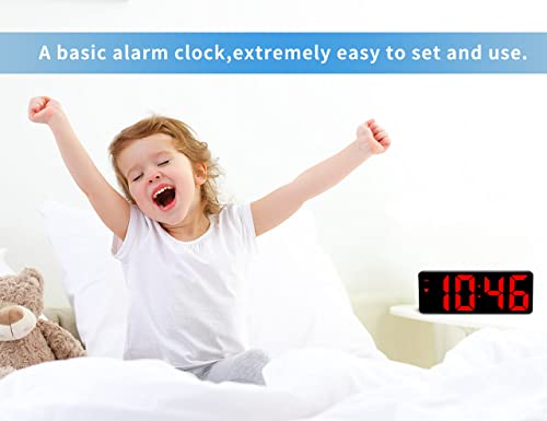 Image of Digital Alarm Clock with Mirror LED Display, Adjustable Brightness, Snooze Mode, Sound Activated, 12 /24H Time Format, Bedside Clock for Bedroom, Kids, Office (Red)