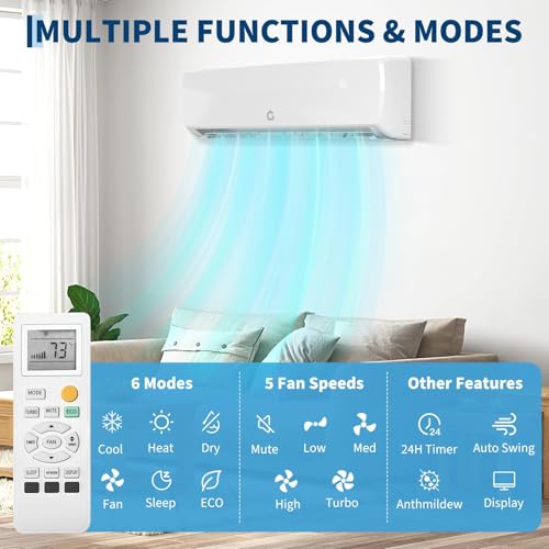 Image of 18000 BTU Mini Split Air Conditioner & Heater, 19 SEER2 230V Energy Saving Ductless AC Unit Cools Rooms up to 1250 Sq. Ft with Heat Pump & Installation Kit