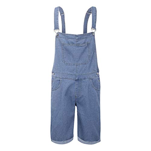 IQYU Salopette pour homme, en jean, courte, stretch, grandes tailles, pour l'été, décontractée, cargo, vintage, salopette de travail, en denim, pour l'extérieur, bleu, L – vue 5