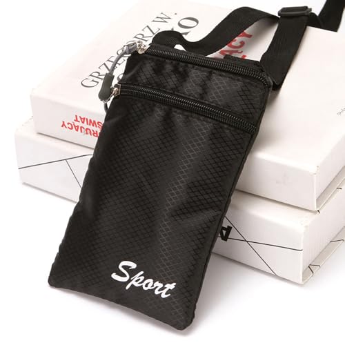 2 Pack Crossbody Bag Phone Purse with 2 Zipper Pouch Lightweight Fabric Compact Shoulder Purses Tally Mini Handbag Wallet Storage Organizer for iPhone Cell Phones Coin Key Men Women4