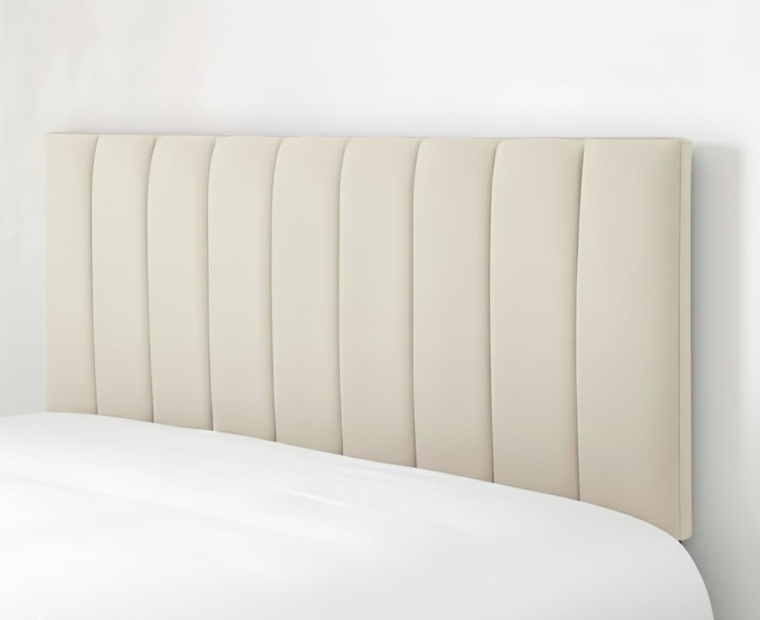 Cloudmere Luxury Portland Headboard Elegant design Plush Velvet 20" Divan Bed | Upholstered Padded Headboard for Divan Beds, Bedroom and Hotel Furniture (3FT Single - Cream)