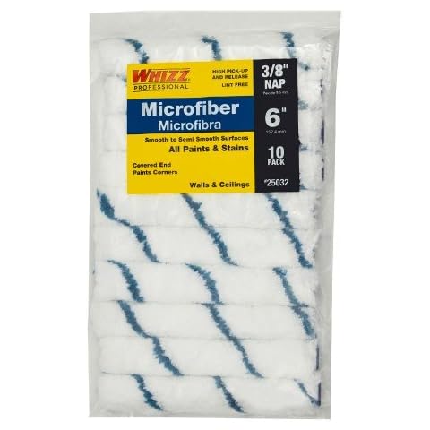 Whizz Microfiber 3/8 in. x 6 in. W Mini Paint Roller Cover For Smooth to Semi-Smooth 10 pk Cover