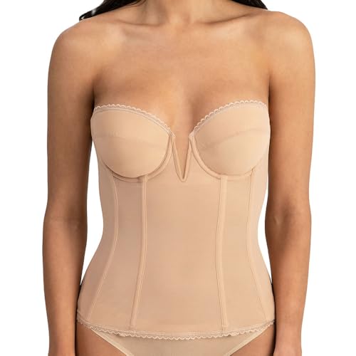 Dominique Women's Vivienne V-Wire Longline Strapless Bridal Bra (30B-48G) #8990 - Mocha - 36G