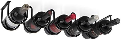 Wallniture Dijon Wine Rack for Kitchen Organization and Storage, Under Cabinet Organizer for 5 Liquor or Wine Bottles, Metal Black