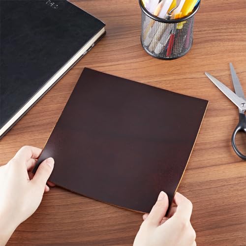 GORGECRAFT 8 x 8 Inch 2mm Thick Genuine Leather Pieces Square Leather Glossy Full Grain Leather Sheet Cowhide Leather Sheets Fabric for DIY Crafts Bracelets Jewelry Making Coconut Brown - Image 3