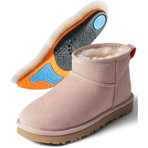 100% Sheepskin Mini Boots with Arch Support Options: Warm to -22°F