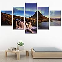 SIGNWIN 5 Panel Canvas Wall Art Astronomy & Space Contemporary Cosmic Dramatic Green Group Photography Realism Ultra for Home Decorations Ready to Hang - 60