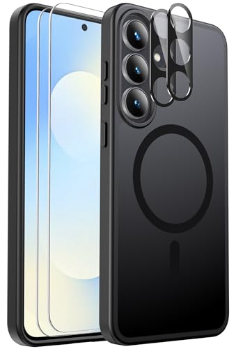 Ezanmull Coque de Protection magnétique pour Samsung Galaxy S25 FE résistante aux Chocs, 2 Films de Protection d'écran en Verre + 2 Films de Protection...
