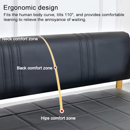 Green Waiting Room Bench, PU Reception Chairs with Arms, 150x55x70cm for Office, Clinic, Airport, Bank & Barber - Comfortable Seating for Waiting Areas