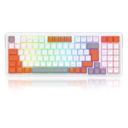 Teclado Mecânico Gamer Redragon Gloria RGB Branco e Laranja Compacto Switch Red K664WOG-RGB (PT-RED)