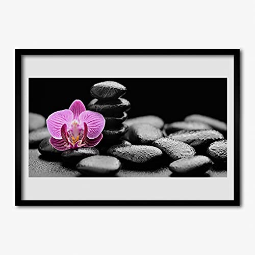 Photo image encadrée 70x50 cm pierres de fleurs art Tulup pour créer un espace zen