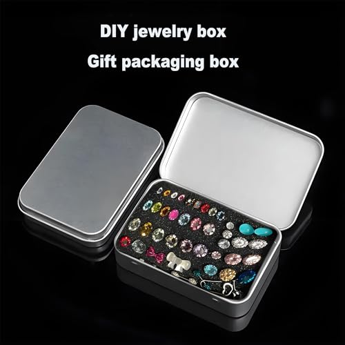 Image of 2 Pcs Flip-Top Tin Rectangular Metal Tin Boxes with Hinged Lids (4.5 x 3.5 x 0.9 Inch), Empty Storage Containers in for Gift Cards, Crafts, Hardware & EDC Survival Kits, Silver