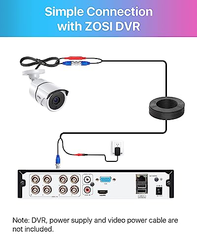 Image of ZOSI 2 Pack 1080P Home Security Cameras with Audio Recording,Built-in Microphone,1920TVL 2.0MP HD-TVI Surveillance Cameras with 120ft IR Night Vision,Waterproof Surveillance Bullet Camera System