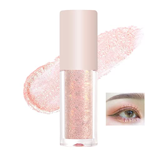Erinde Liquid Glitter Eyeshadow Eyeliner -Korean Makeup, | Tear Drop, Shimmer Metallic, Lightweight Water Texture, Long Wearing | Loose Glitter Glue For Crystals Eye Glitter #02 Pink Champagne #TOP12