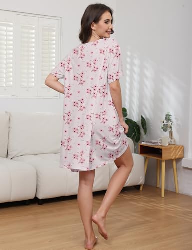 Image of Hospital Gowns for Women Open Back Tear Away Snap Post shoulder Dress Short Sleeve Soft Adaptive Clothing with Pockets