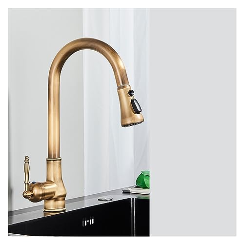 Robinet d'évier mitigeur de cuisine en laiton avec bec pivotant extractible