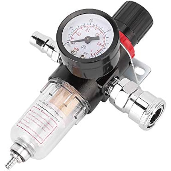1/4-calowy Regulator Filtra Sprężarki Powietrza, Zestaw Syfonu Separatora Wody ze Stali Nierdzewnej, Wykonany z Wysokiej Jakości Materiału, Mały Rozmiar i łatwa Instalacja,