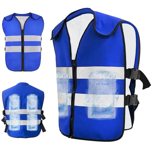 VVHOOY Cooling Vest for Men&Women,Adjustable Ice Vest with 20 PCS Gel Ice Packs,Reflective Cool Jacket for Working Outdoor,Motorcycle,Fishing,Mascots,MS,Cycling,Running,Cooking ﻿