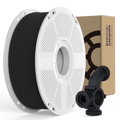 Inslogic PA6-GF25 Nylon Filament Reinforced with Glass Fiber 1.75mm, High-Temp 3D Printing Material with 210°C HDT, 1kg Spool Filament, Tough & Heat-Resistant, for Industrial FDM Printers (Black)