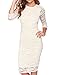 Mantos Eternity Women's Elegant Floral Lace 2/3 Sleeve Slim Evening Dress