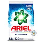 Ariel Powder Laundry Detergent, Original Scent, 5.8 kg, 129 Loads