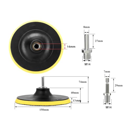 HOTCKB 2 Stück Schleifteller mit Klett M14 150mm Polierteller 6 Zoll Klettteller für Winkelschleifer