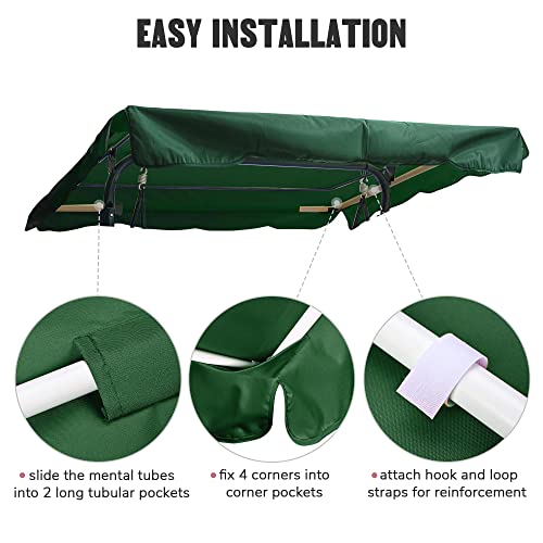 Yescom 72 1/2" x 53 1/2" Outdoor Swing Canopy Replacement UV30+ 180gsm Top Cover for Park Seat Patio Yard Green - Thumbnail 2