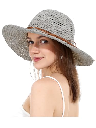 Chapeau de soleil pliable femme LA CARRIE large bord anti-UV UPF 50+ avec nœud