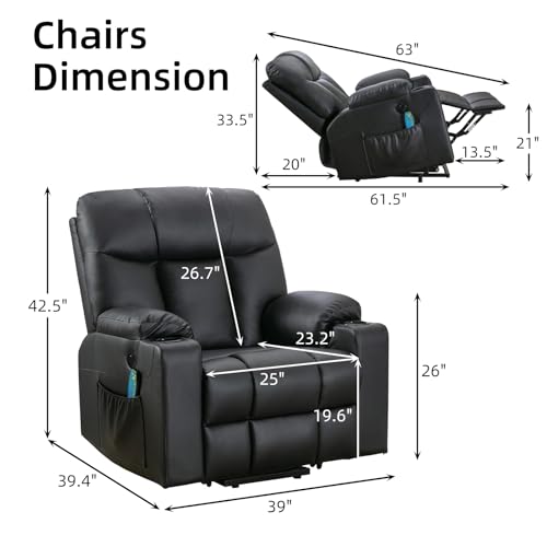 Image of Bonzy Home Power Lift Recliner Chair with Heat and Massage, Faux Leather
