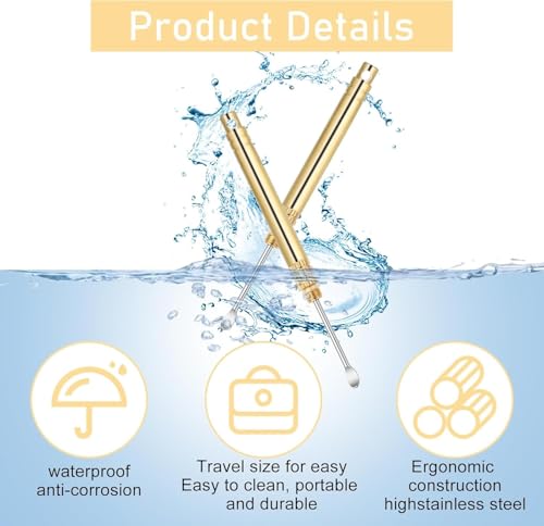 Image of Khedu FabMultifunctional Ear Spoon Toothpick Tool with Keychain| Folding Type Ear Wax Removal Tool|Double-use Copper Ear Keychain| Brass Ear Picks|Ear Digging|Old-Fashioned Pure Copper Combination Integrated Toothpicks for Picnic Camping Traveling (PACK OF 1)