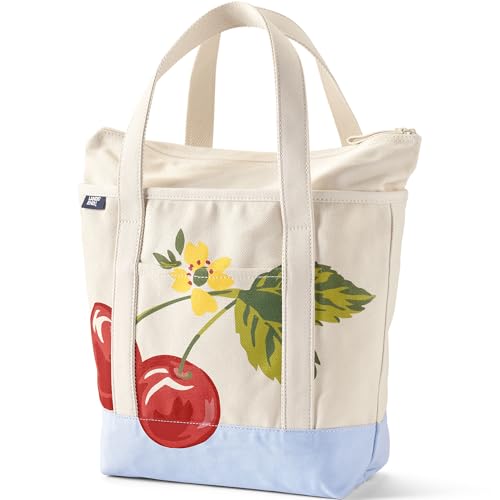 Image of Lands' End Zip Top Long Handle Canvas Tote Bag