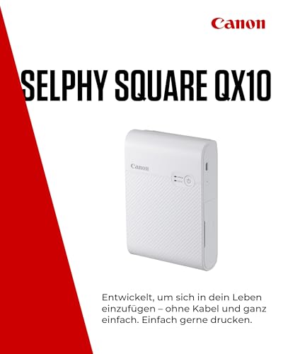 Canon SELPHY SQUARE QX10 Mobiler WLAN-Fotodrucker mit kreativen Funktionen – ideal für Scrapbooking und Fotoalben (Weiß)