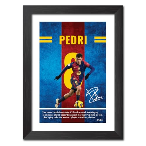 Image of TenorArts Pedri Quotes Poster Frame Barcelona Laminated Photo Framed Painting with Matt Finish Black Textues (12 inches x 9inches)