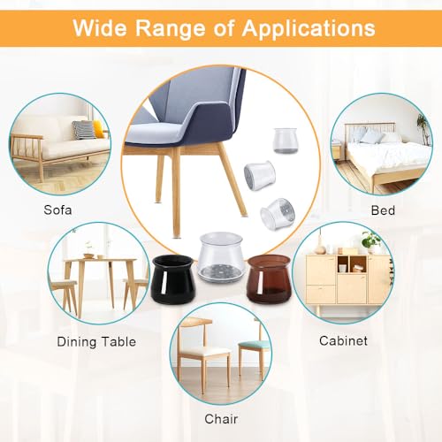 32 Pcs Chair Leg Floor Protectors - Silicone Felt Pads, Scratch-Proof & Noise-Free, Easy Smooth Moving, Large Size (Fits Round Chair Legs: 1-5/16" to 2" Diameter)​ by OASMU - Image 5