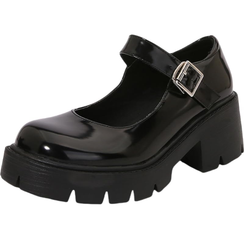 Plus-Size Women's Thick-Heeled Small Leather Shoes, Solid-Color Casual Single Shoes