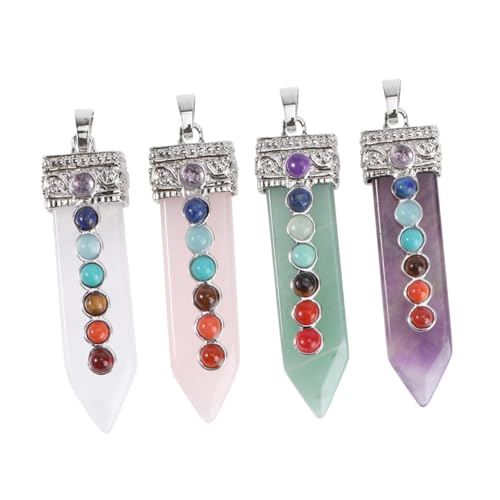 Collier pendentif pierre naturelle SHINEOFI : lot de 4 bijoux de chakras délicats pour femme