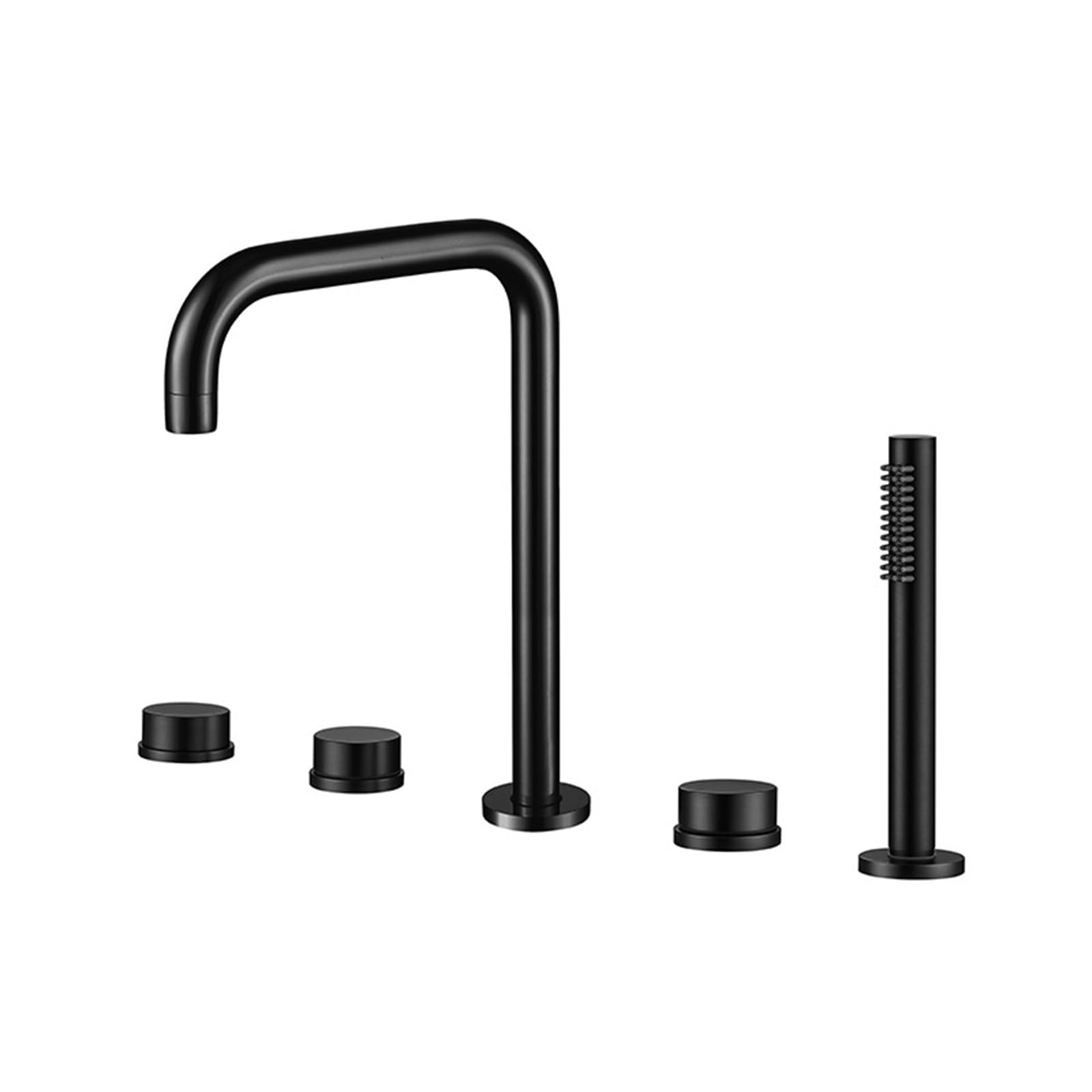 SnamicE Bath Mixer Taps with Shower L-Shaped Spout Bath Tub Mixer Tap with Shower Double Handle Black,Black