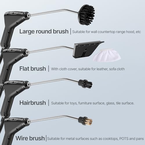 Irishom Handheld Multi-surface Steam Cleaner with 6pcs Accessories, Touch Screen 6 Levels Adjustable 105?/221? Deep Cleaning Steamer with Portable Handle 1200ml/40.5oz Water Tank