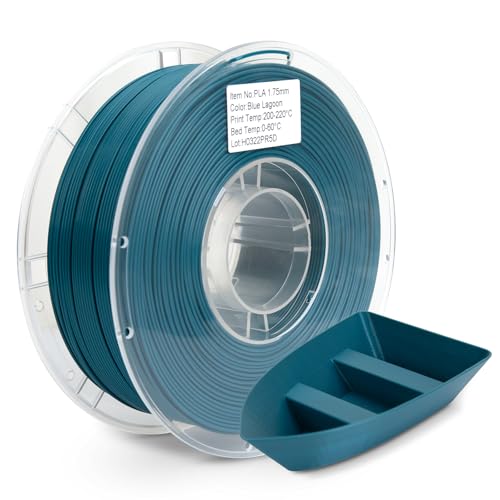 JAREES PLA Filament 1.75mm Blue Lagoon 1KG, Clog-Free 3D Printer Filament Dimensional Accuracy +/- 0.02mm, 1kg Spool(2.2lbs) 3D Printing Filament Fits for Most FDM 3D Printers