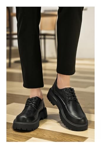 Men's Platform Casual Shoes - Soft Leather Upper, fine Texture, Anti-Slip and Durable Sole. Suitable for Formal wear and Business Attire.2