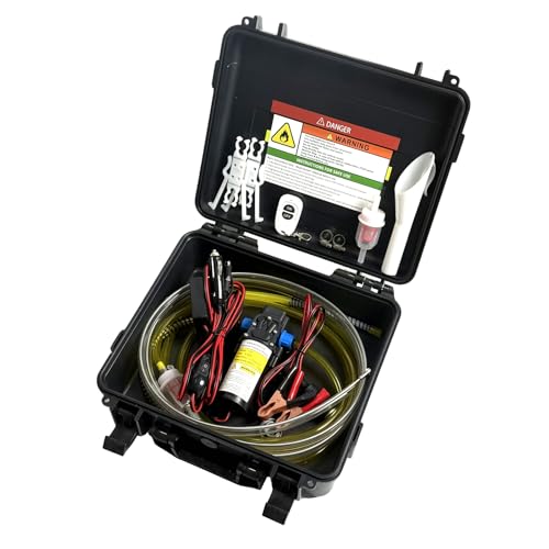 12V Fuel Transfer Pump Kit - Moves 78 Gallons of Gas or Diesel Per Hour, with Pulley Lead Pipe & 2 Types of Power Cable. Great for Cars, Boats, Trucks, Motorcycles, UTVs, Agricultural Machinery etc.