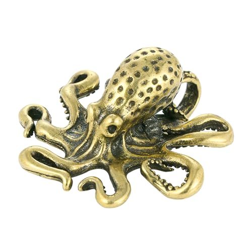 Artibetter レトロな動物飾り 真鍮製 卓上章魚置物 小型で独特なデザイン 安定した平底構造 デスクトップ装飾やインテリアに