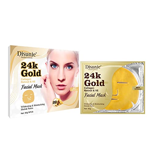 Wulitown 24K Gold Facial Masks For Women Skin Care Anti Aging - Collagen Moisturizing Sheet Mask For Sensitive Skin - Brightening Face Mask #TOP10