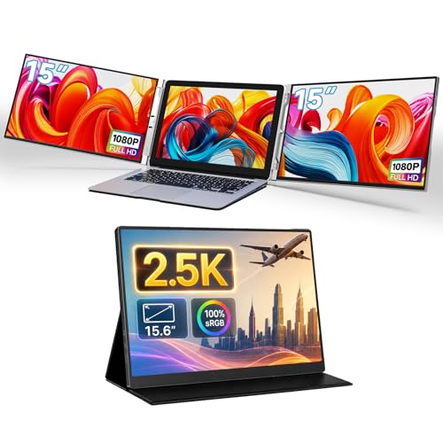 Image of 15'' Laptop Screen Extender + 2.5K 15.6'' Portable Monitor for Laptop