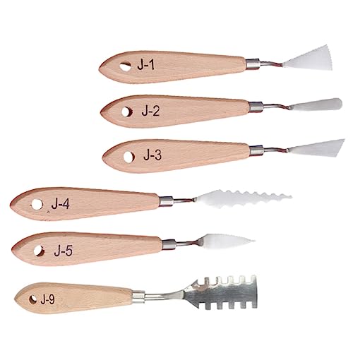 STOBOK 6pezzi Spatole Per Pittura Olio Pz Coltelli Per Pittura Professionali Strumenti Per Artistica Legno Di Acciaio Inossidabile Non Arrugginiscono Facilmente Manico Liscio Utilizzo Flu