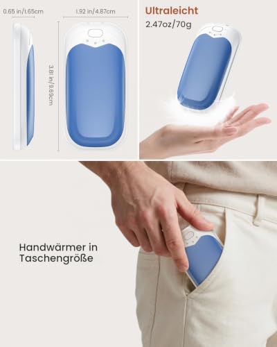 gabless Handwärmer Wiederaufladbar 2er Set, Elektrisch Handwärmer – Ansicht 6
