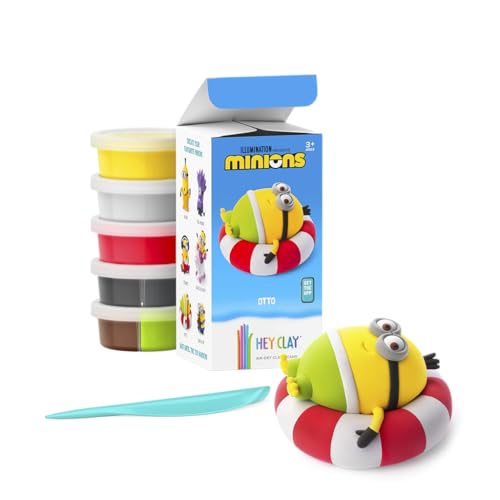 HEY CLAY & Illumination Presents – Minion OTTO – Children's Air-Colored Clay – Air-Dried Clay Kit with 5 Cans and Carving Tools with Instruction Ap