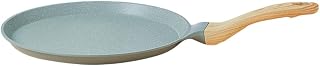 Non-stick Frying Pan with Wooden Handle Portable Avocado Color Morning Skillet for Pancakes Eggs Omelettes and Easy to Clean Suitable for All Stoves