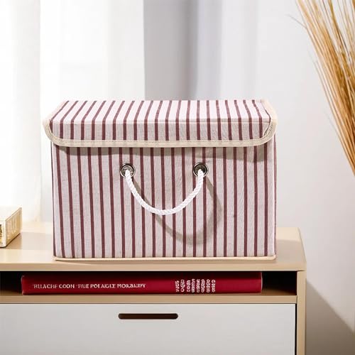Image of Kuber Industries Foldable Drawer Organizer (Large) | Storage Box with Lid & Handle | Clothes Organiser for Wardrobe & Cupboard | Lining-Print | Cream
